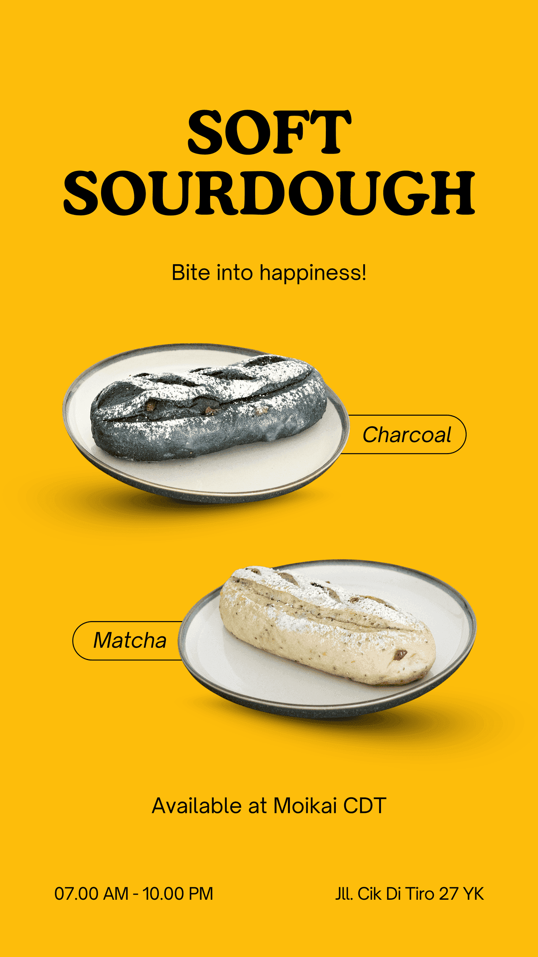 Soft Sourdough Bread - Bite into happiness! Available in Charcoal and Matcha flavors